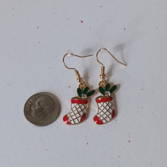 Christmas Stocking Earrings - Picture 2 of 2